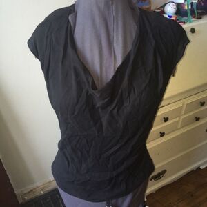 Escada semi sheer drape neck luxe sleeveless blouse